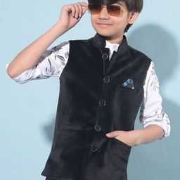 Crimsoune Club Boys Mandarin Collar Sleeveless Nehru Jacket-image-79