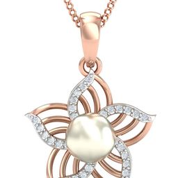 KUBERBOX Dainty Floral 18KT Rose Gold Pendant Diamond 0.84 gm-image-62