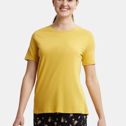 Jockey Micro Modal Cotton Relaxed Fit Round Neck T-Shirt with Metallic Threaded Nec-picture-3