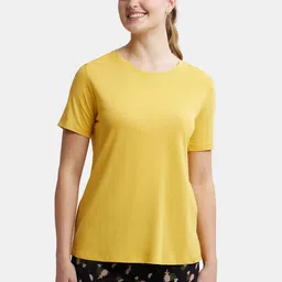 Jockey Micro Modal Cotton Relaxed Fit Round Neck T-Shirt with Metallic Threaded Neck-picture-2
