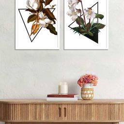 Art Street Unisex White & Green Printed Floral Wall Art-2