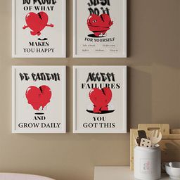 Art Street White & Red 4 Pieces Framed Motivational Wall Art-20