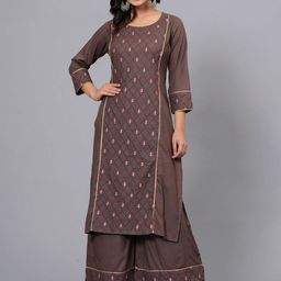 SARAI CREATIONS Women Floral Embroidered Regular Thread Work Kurta with Palazzos-image-41