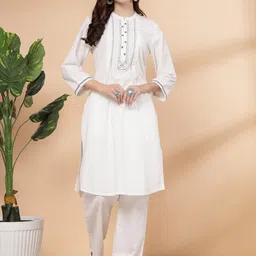 Nayam By Lakshita Yoke Design Pleated Thread Work Straight Kurta with Palazzos-55