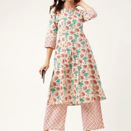 Divena Floral Printed Pure Cotton A-line Kurta With Palazzos-picture-24