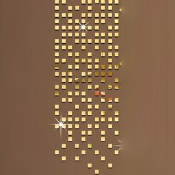 Wall1ders Gold Toned 200 Pieces Acrylic Square Mirror Wall Stickers-image-74