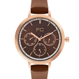 French Connection Women Embellished Dial & Leather Straps Analogue Watch FCN00074F-33