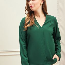 Berrylush BIZwear V-Neck Long Sleeves Formal Top-image-13