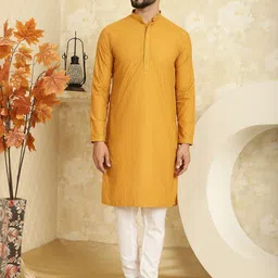 SOJANYA Ethnic Motifs Embroidered Mandarin Collar Pure Cotton Kurta with Churidar-57