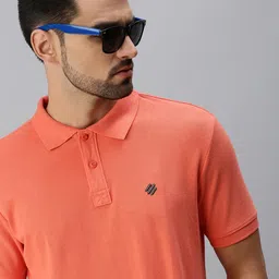 ONN Men Peach-Coloured Polo Collar T-shirt-3