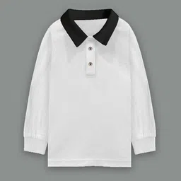 A T U N Boys White & Black Polo Collar Rugby Pure Cotton T-shirt-image-55