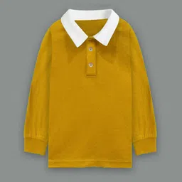 A T U N Boys Mustard Yellow Polo Collar Cotton T-shirt-picture-17