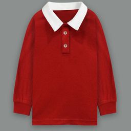 A T U N Boys Red Polo Collar Applique T-shirt-image-19