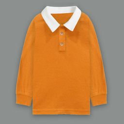 A T U N Boys Orange & White Polo Collar Pure Cotton T-shirt-image-66