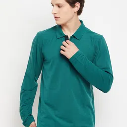 Adobe Men Teal Polo Collar T-shirt-image-11