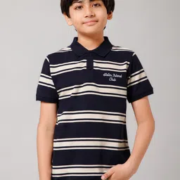 Alan Jones Boys Striped Polo Collar T-shirt-picture-25