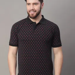 Obaan Men Black Printed Polo Collar T-shirt-picture-1