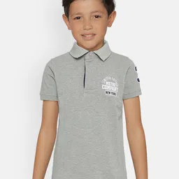 METRO KIDS COMPANY Boys Grey Organic Cotton Solid Polo Collar T-shirt-picture-56