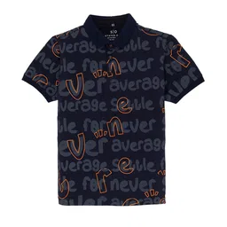 Status Quo Boys Typography Printed Polo Collar Pure CottonT-shirt-image-53