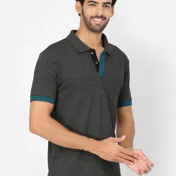 Kalt Colourblocked Polo Collar Regular Fit T-shirt-image-95