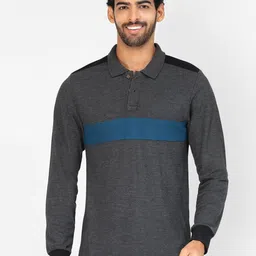Kalt Colourblocked Polo Collar Long Sleeve Regular Fit T-shirt-image-59