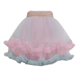 A Little Fable Girls White & Pink Solid Knee-Length Flared Skirt-image-64