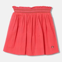 Blue Giraffe Girls Flared Midi Skirt-image-72