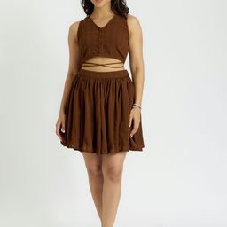 Alaya By Stage3 Cairo Espresso Printed Flared Mini Skirt-image-9