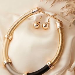 SOHI Gold-Plated Designer Necklace & Earrings-image-19
