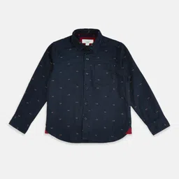 Pantaloons Junior Boys Navy Blue Printed Party Shirt-picture-5