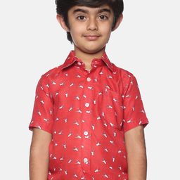 Sethukrishna Boys Red & White Printed Party Shirt-picture-44