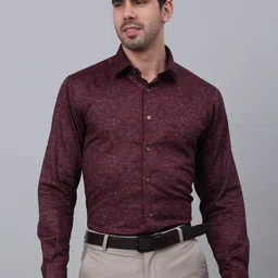 Cantabil Comfort Ethnic Motifs Printed Cotton Formal Shirt-image-16