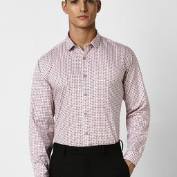 V Dot Slim Fit Opaque Printed Cotton Shirt-image-27