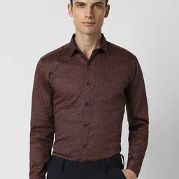 V Dot Slim Fit Ethnic Motifs Printed Formal Shirt-image-96