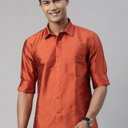 TATTVA Men Rust Slim Fit Casual Shirt-image-81