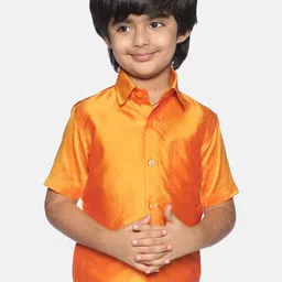Sethukrishna Boys Orange Classic Opaque Party Shirt-image-97