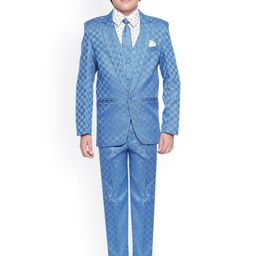 Jeetethnics Boys Blue Self Design 5 Piece Suit-image-41