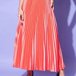 StyleStone Satin Accordion Pleated Maxi Skirt-image-20
