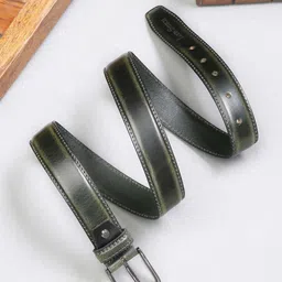 LOUIS STITCH Men Textured Tang Leather Belt-image-64