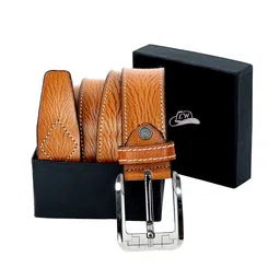 Leather World Men Tan Textured Leather Belt-image-52