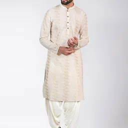 KISAH Abstract Embroidered Mandarin Collar Straight Kurta with Patiala-image-74