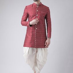 DEYANN Men Red & Cream-Coloured Sherwani with Patiala set-26