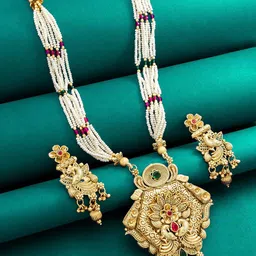 aadita Gold-Toned Multistrand Pearls Beaded Jewellery Set-picture-6
