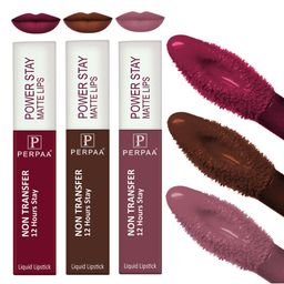 PERPAA Power Stay Set Of 3 Non-Transfer 12Hours Stay Liquid Matte Lipstick - 4 ml Each-31