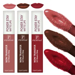 PERPAA Power Stay Set Of 3 Non-Transfer 12Hours Stay Liquid Matte Lipstick - 4 ml Each-11