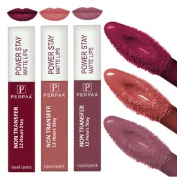 PERPAA Power Stay Set Of 3 Non-Transfer 12Hours Stay Liquid Matte Lipstick - 4 ml Each-19