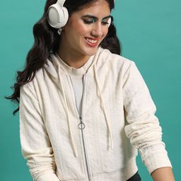 Tokyo Talkies White Self Design Hooded Crop Bomber Jacket-image-72