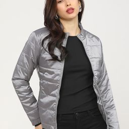 Tokyo Talkies Women Grey Padded Jacket-image-55
