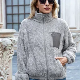 StyleCast Women Grey Self Design Bomber Jacket-picture-8