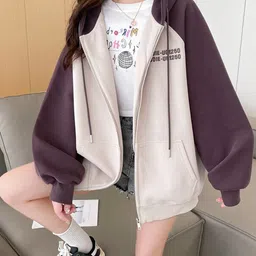 StyleCast Brown Colourblocked Cotton Front-Open Pullover-image-84